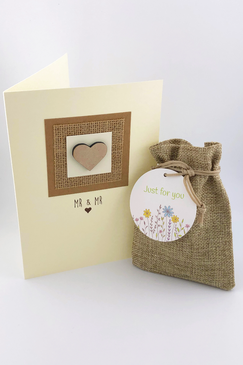 Handmade Mr & Mr Card With Native Wildflower Seed Ball Gift