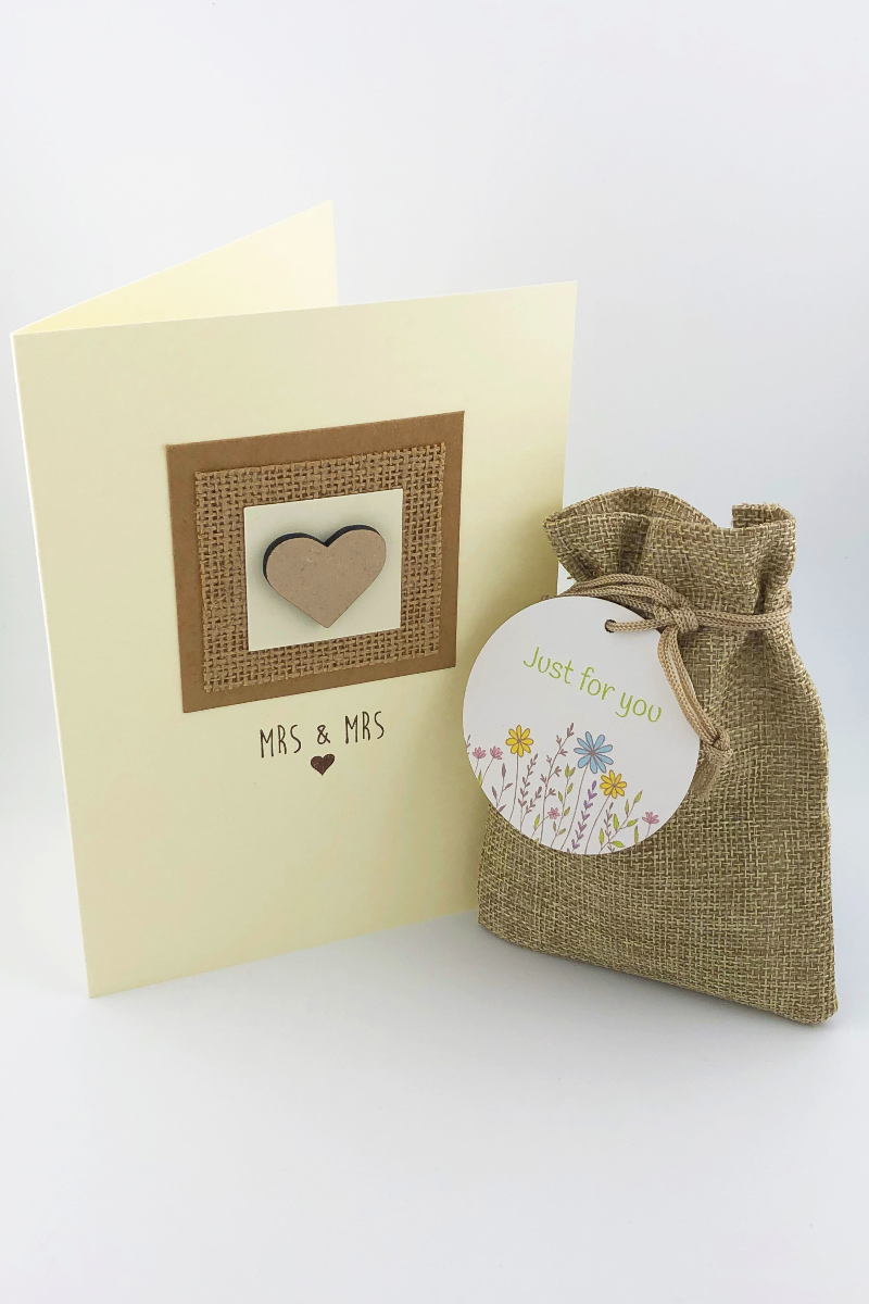 Handmade Mrs & Mrs Card With Native Wildflower Seed Ball Gift