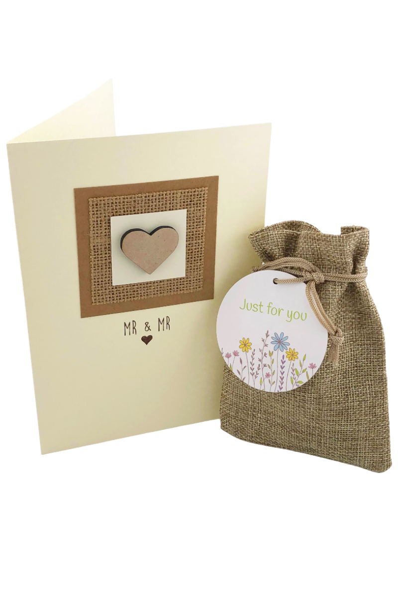 Handmade Mr & Mr Card With Native Wildflower Seed Ball Gift