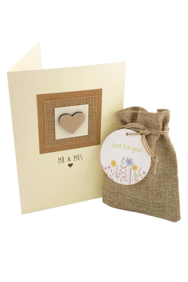 Handmade Mr & Mrs Card With Native Wildflower Seed Ball Gift