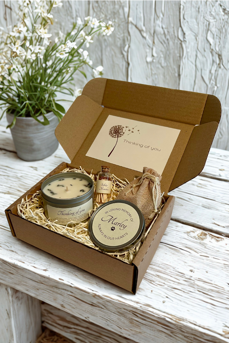 Pet Sympathy Candle Gift Box With Hidden Gemstone Heart