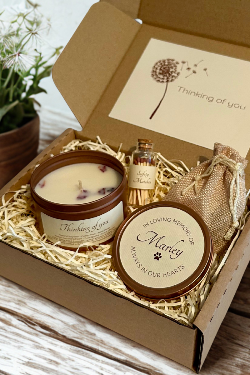 Hidden Gemstone Heart Pet Sympathy Candle Gift Set
