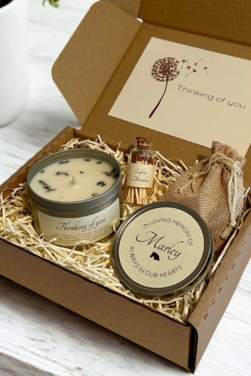Hidden Gemstone Heart Horse Sympathy Candle Gift Box