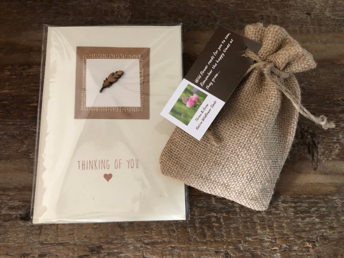 Pet Sympathy Card With Feather Design & Wildflower Seed Gift 