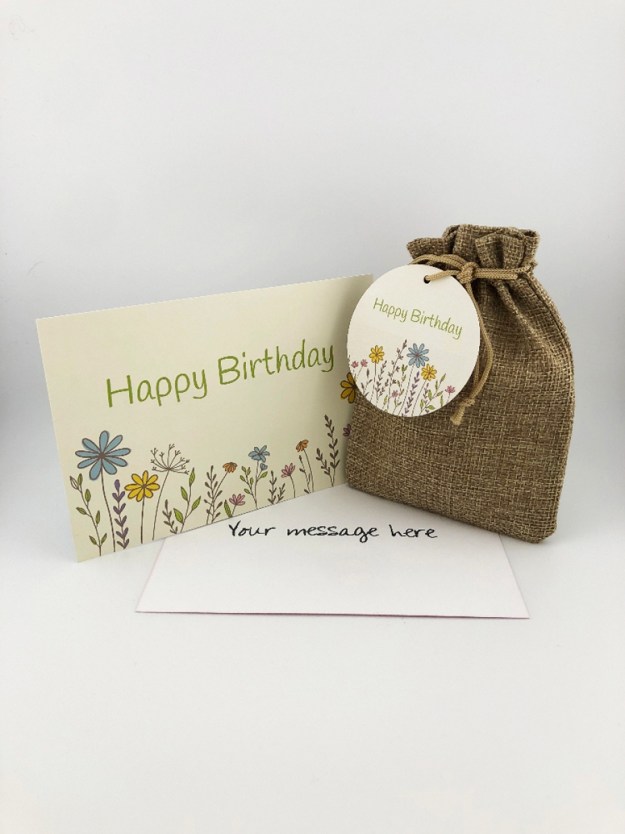 Birthday Wildflower Seed Ball Gift Bag with Happy Birthday Card