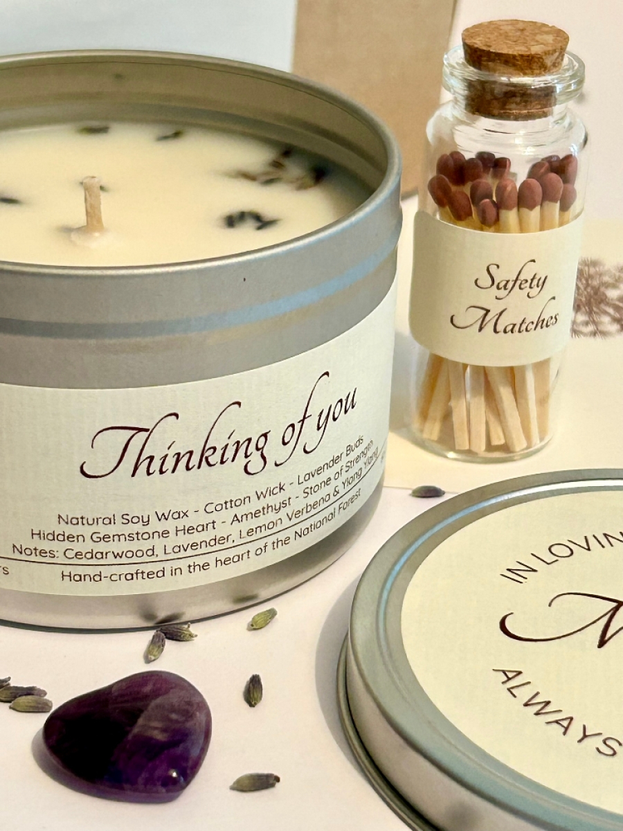 Sympathy Candle Gift Box With Hidden Gemstone Heart