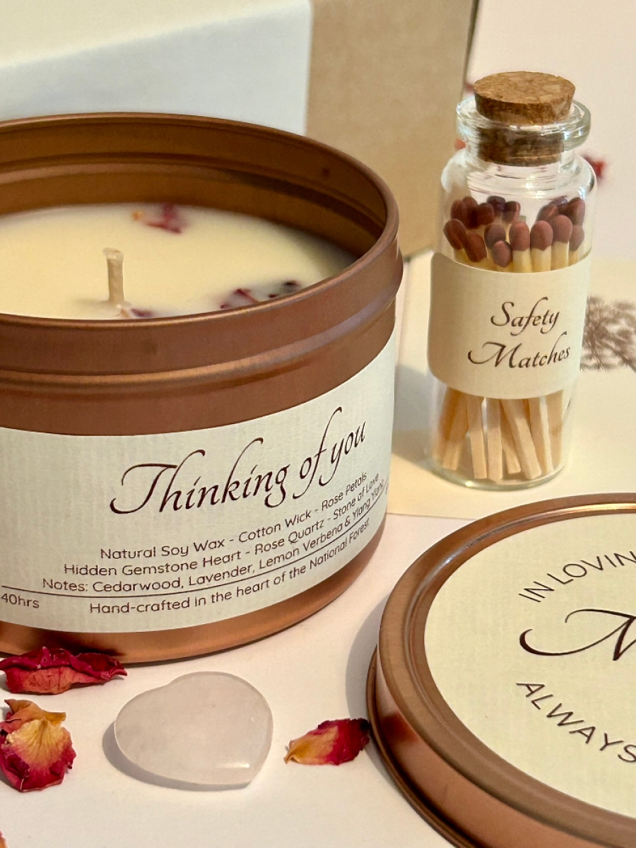 Sympathy Candle Gift Box With Hidden Gemstone Heart