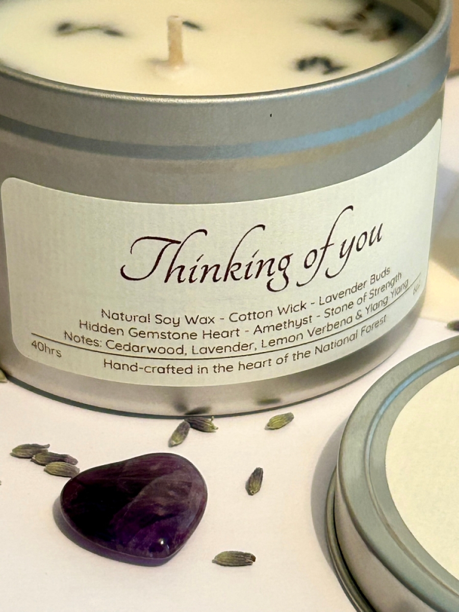 Sympathy Candle Gift Box With Hidden Gemstone Heart