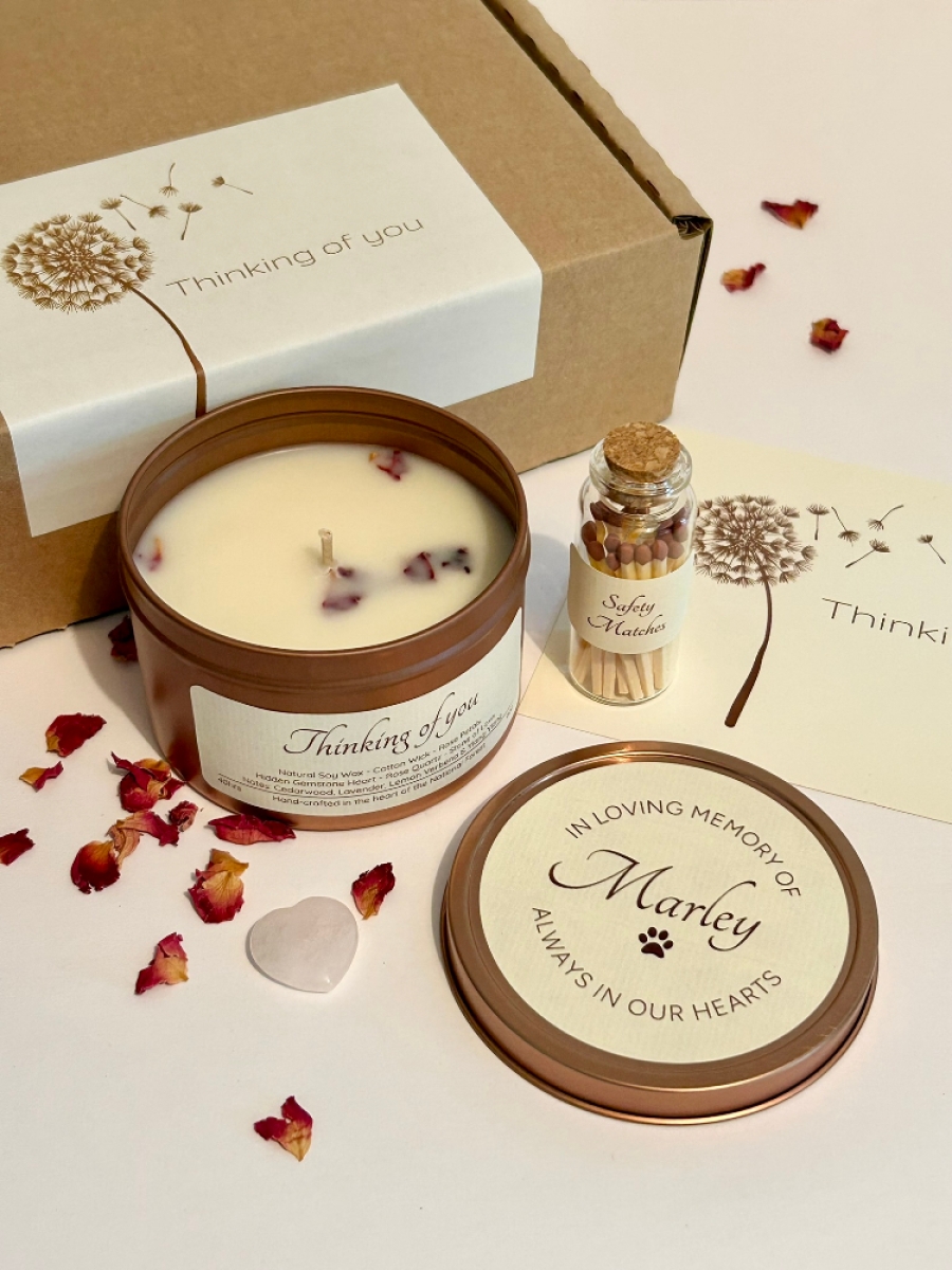 Pet Sympathy Candle Gift Box With Hidden Gemstone Heart