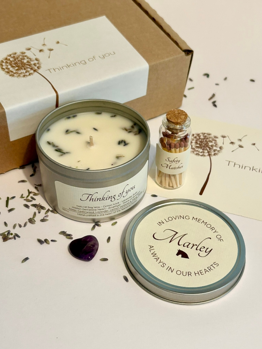 Horse Sympathy Candle Gift Box With Hidden Gemstone Heart