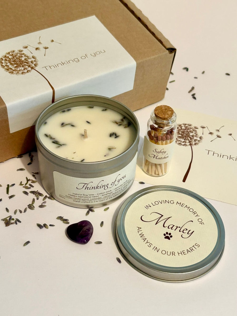 Hidden Gemstone Heart Pet Sympathy Candle Gift Set