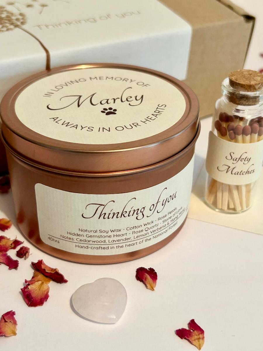 Hidden Gemstone Heart Pet Sympathy Candle Gift Set
